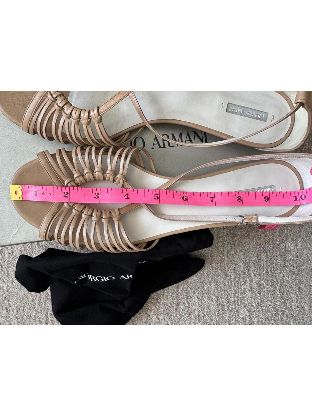Giorgio Armani Leather Flat Strappy Sandals Nude IT 40/US 10 - Picture 5 of 7